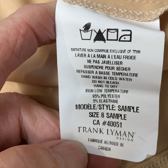 Frank Lyman Elegant Gold and Cream Halter Dress, Lined, Stretch - Picture 13 of 13